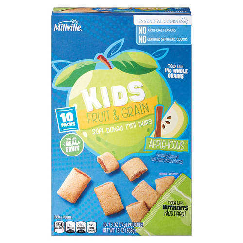 Millville Kids Fruit and Grain Apple Cinnamon Mini Bars, 10 count